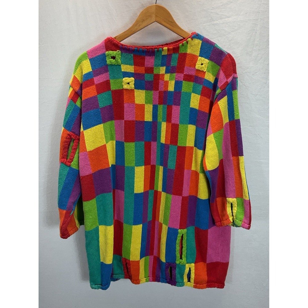 Vintage 90s Michael Simon Knit Sweater Womens One Sz Funky Ski Sweater Retro Art